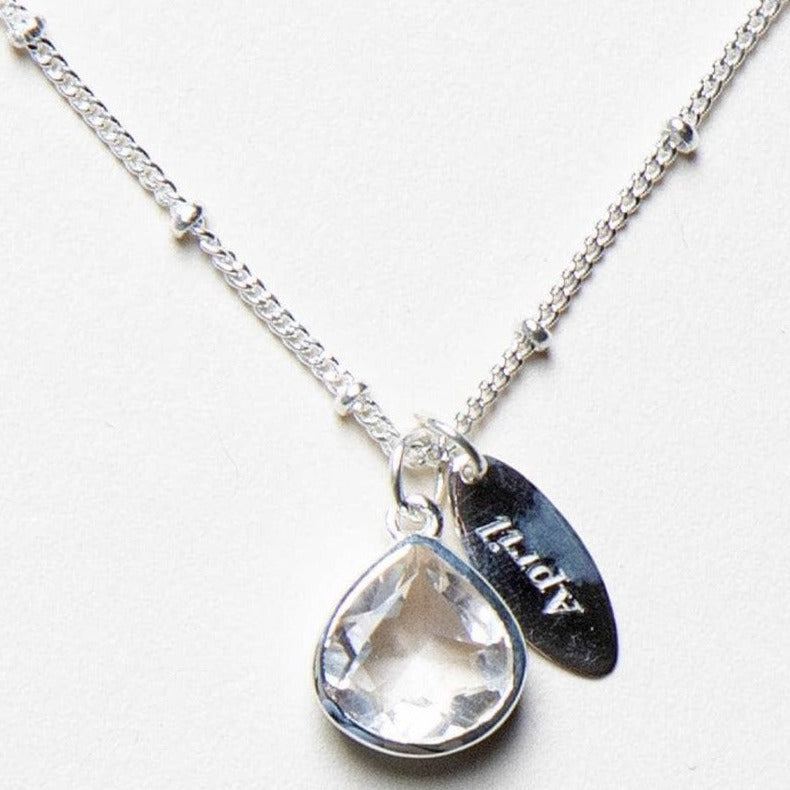 April Herkimer Diamond Birthstone Necklace