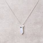 Delicate Rainbow Moonstone Crystal Point Necklace