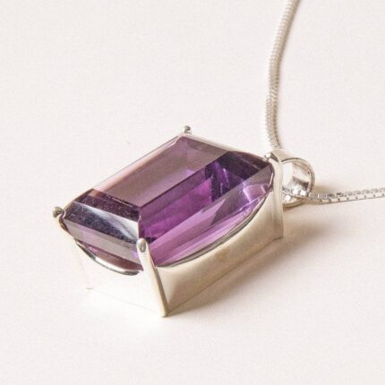 Faceted Square Amethyst Gemstone Necklace