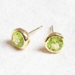 Genuine Peridot Silver or Gold Stud Earrings