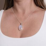 Rainbow Moonstone Oval Pendant Necklace