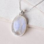 Rainbow Moonstone Oval Pendant Necklace