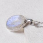Rainbow Moonstone Oval Pendant Necklace