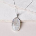 Rainbow Moonstone Oval Pendant Necklace