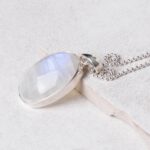 Rainbow Moonstone Oval Pendant Necklace