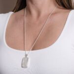 Rainbow Moonstone Rectangle Pendant Necklace