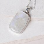 Rainbow Moonstone Rectangle Pendant Necklace