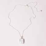 Rainbow Moonstone Square Pendant Necklace