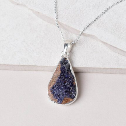 Rare Azurite Druzy Pendant Necklaces