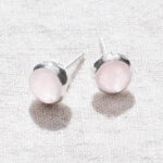 Rose Quartz Silver or Gold Stud Earring