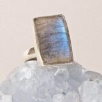 Square Labradorite Gemstone Ring - Adjustable