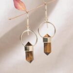 Tiger Eye Crystal Point Earrings