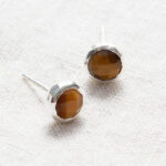 Tiger Eye Silver or Gold Stud Earrings